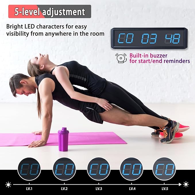 Large Stopwatch with Start/Stop Button、LED Digital Timer with Stand、360° Press Button、Stopwatch for Obstacle Course、Fitness Clock for Home Gym、Interval Timer for Exercise (1.5 Blue)
