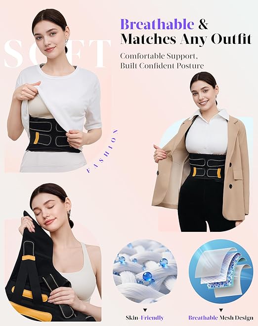 Posture Corrector for Women and Men, 5 Full Back Support Brace Rods, FSA&HSA Eligible, Adjustable Shoulder Straightener, Improving Hunchback Posture, Upper and Lower Back, Neck Pain Relief, Medium
