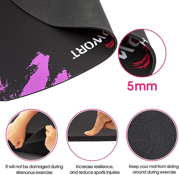 Cheete Jump Rope Mat Large Rubber Exercise Mat Indoor Outdoor Shock Absorbing Mat Non-Slip Oval Design for Floor & Rope Protection, Workout Mats for Home Gym Flooring