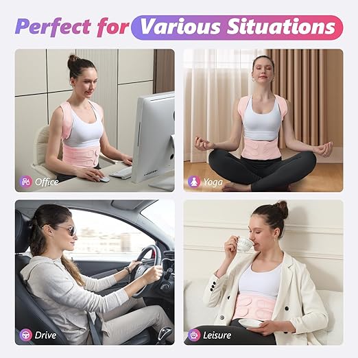 Posture Corrector for Women and Men, Adjustable Shoulder Straightener with Full Back Support, Relief for Lower & Upper Back Pain, Spine, Scoliosis Relief (Pink, Medium)