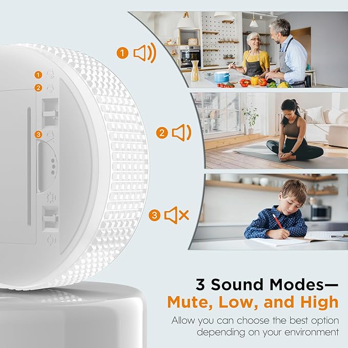 Upgrade Digital Kitchen Timer - Magnetic Countdown Countup Visual Pomodoro Timer with Large LED Display, 3-Preset Times (5, 15, 25), 3 Volume Levels, Ideal for Cooking, Baking and Fitness (1, White)