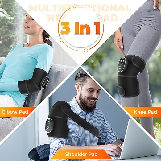 Atlodas Knee Heating Pad, Knee Massager with Heat and Vibration, Heating Pad for Knee, Massage Heated Knee Brace Wrap for Shoulder Elbow Knee, Keep Knee Warmer Stress Relief
