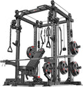 Multi-Purpose Squat Rack,Smith Machine Weight Rack Set with Cable Crossover System, Home Gym Power Racks, Power Racks and Packages