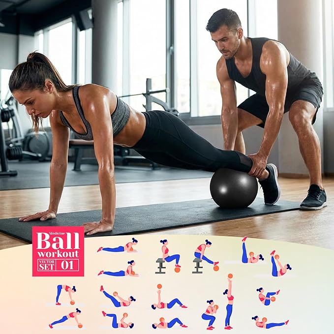 4 Pcs Small Exercise Pilates Ball Bulk 9 Inch Mini Yoga Balls Anti Burst and Slip for Stability, Fitness, Physical Therapy, Stretching & Core Workout at Home Gym Office Class