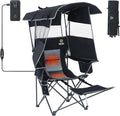 Nice C Chair with Canopy, Heated Camping Chair with Battery, Outdoor Sports Chairs with Shade, Heated Folding Umbrella Lawn Chairs, with Removable Footrest (1-Pack)