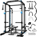 ULTRA FUEGO Power Cage with Cable Crossover/Smith Machine System LAT-Pull Down System Power Rack Squat Rack Training Attachments for Home Gym
