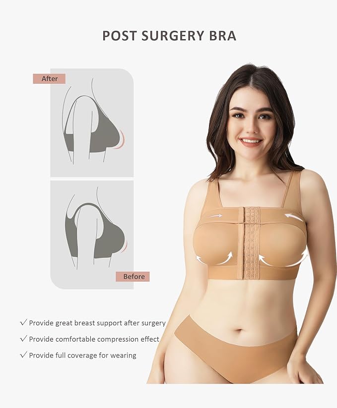 FeelinGirl Arm Shaper for Women Post Surgery Arm Lipo Compression Sleeves Slimming Arm Faja Front Closure Shapewear Bra