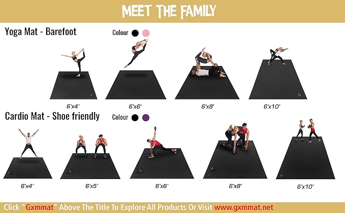 GXMMAT Large Yoga Mat 6'x4'/6'x6'/7'x5'(7mm/9mm), Extra Thick Workout Mats for Home Gym Flooring,Ultra Comfortable Non-Slip Quick Resilient Barefoot Wide Exercise Mat for Pilates,Stretching,Meditation