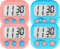 Timer for Kids Teachers Digital Kitchen Timers for Cooking Large Magnetic Classroom Timer 4Pack-Blue Pink