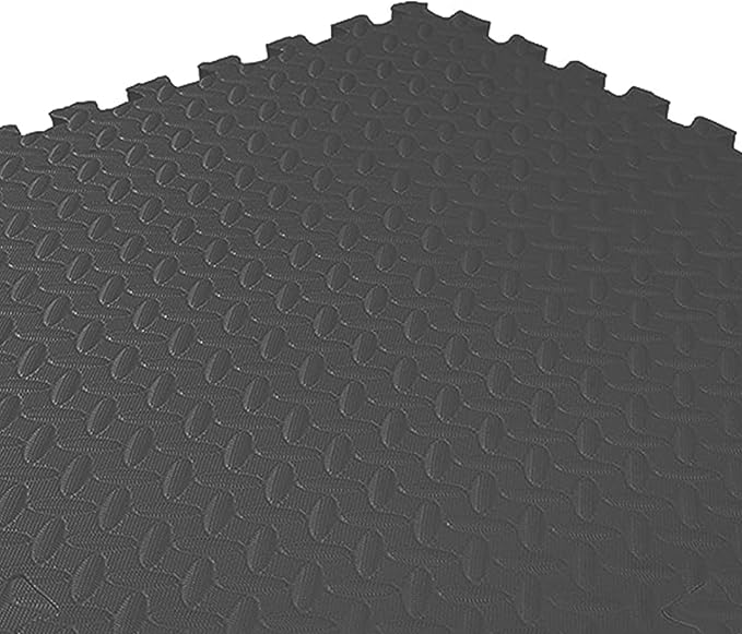 BalanceFrom Puzzle Exercise Mat 3/4' Thick, EVA Interlocking Foam Floor Tiles for Home Gym, Mat for Home Workout Equipment, Floor Padding for Kids, Black, 24 in x 24 in x 3/4 in, 24 Sq Ft - 6 Tiles