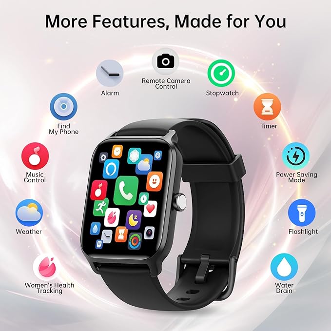 Tensky Smart Watch for Women/Men, 1.85'' HD Activity Smartwatch for iPhone/Android, 100+ Sport Modes Fitness Tracker (Answer/Make Call), Alexa Built-in, Sleep/Heart Rate/SpO2 Monitor/2ATM Waterproof