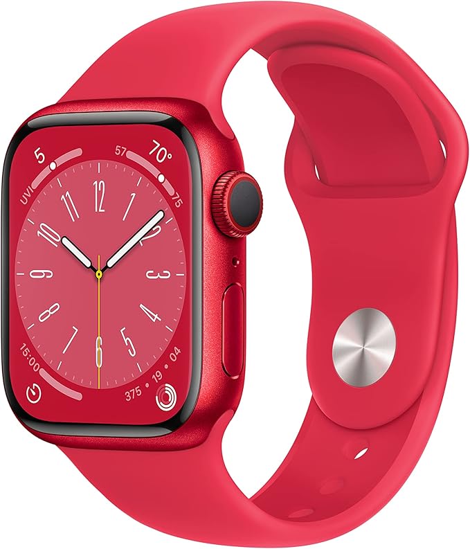 Apple Watch Series 8 [GPS + Cellular, 41mm] - (PRODUCT)Red Aluminum Case with Red Sport Band, M/L (Renewed)