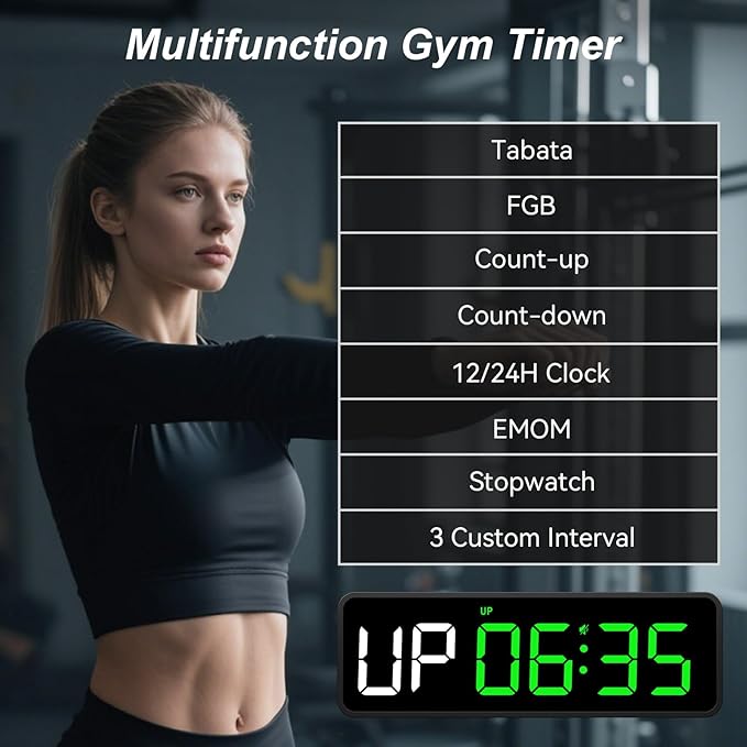 Acedeck Portable Gym Timer Clock: Fitness Digital Clock with Strong Magnet - Remote Control for Fitness Enthusiasts - Powerful Battery for Home Gym Garage Boxing