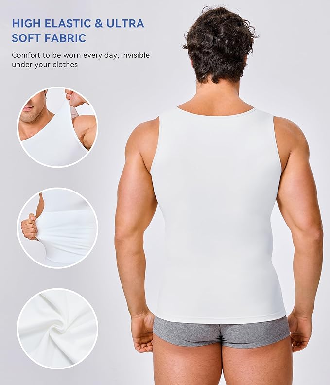 Mens Compression Shirt Slimming Body Shaper Vest Workout Tank Tops Abs Abdomen Undershirts