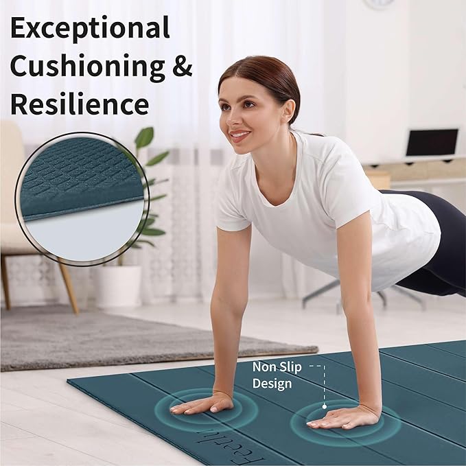Foldable Wide & Large Yoga Mat – Cushioned, Compact & Easy to Store | 6mm & 8mm Thick | For Home, Gym, Travel, Yoga, Pilates & Floor Exercises