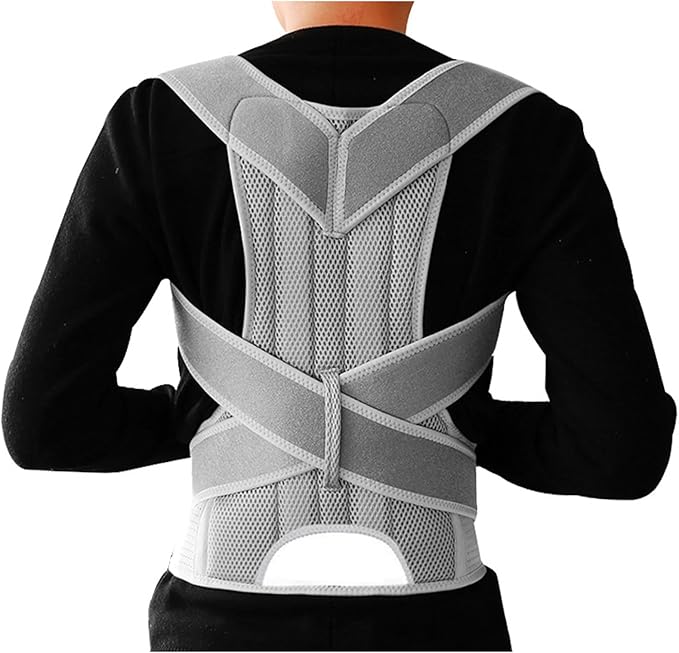 Posture Corrector for Women and Men, Adjustable Back Straightener Posture Corrector,Upper Lower Back Brace Support Belt for Men Women Body Neck Shoulder Trainer (XXXL, Grey)