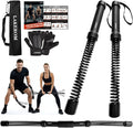 Ropeless Battle Ropes (2-in-1) Elatic Fitness Bar,Cordless Battle Ropes Sticks with Exercise Guide,Portable Home Gym Equipment for HIIT,Strength Low-Impact Workouts for Men & Women Black