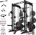 RitFit M1 Pro Smith Machine Package, All-in-One Power Cage with Weight Stack Set, Includes LAT Pulldown & Cable Crossover System for Home Gym