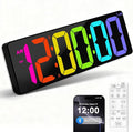 TXL 17.2" Bluetooth Digital Wall Clock with Seconds, Large Countdown Timer for Classroom Home Gym Kitchen Office, Alarm Clock with Remote Control, 4 Dimmable Brightness, Auto DST (RGB)