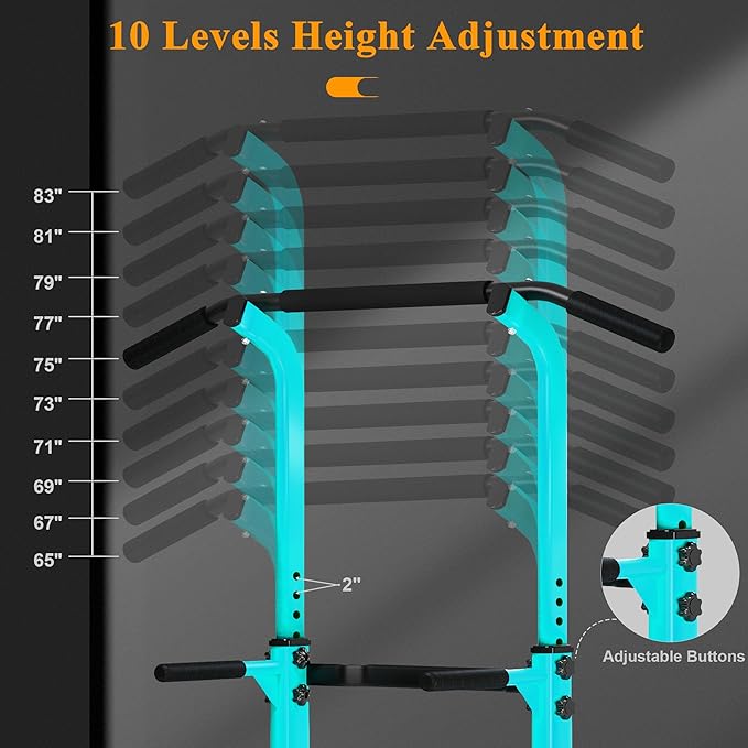 DlandHome Power Tower Pull Up Dip Station Multi-Function Fitness Equipment for Strength Training Adjustable Height Dip Stand for Home Gym