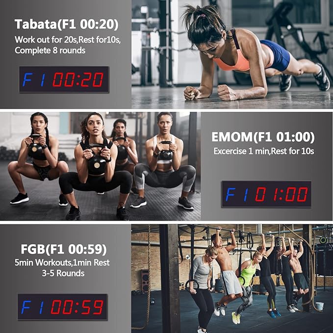 Gym Clock With Remote, 1.5" 1.8" Metal LED Timer, Crossfit Workout Stopwatch, Tabata Countdown for Home