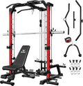 JELENS SR01 Smith Machine, 2000LBS Multi-Function Power Cage with LAT Pulldown System, All-in-One Home Gym Squat Rack with Smith Bar and Training Attachments for Full Body Workouts