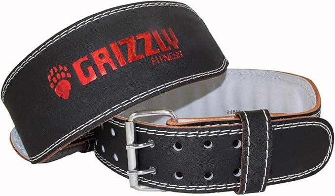 Grizzly Fitness Enforcer Padded Genuine Leather Weightlifting Belt-4" | Suede Lining | Padded for Extra Comfort | Used by Pros | Won't Dig into Hips or Back | Training Belt for Improved Biomechanics