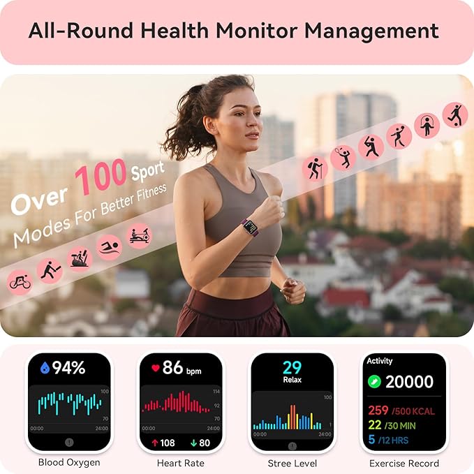 Smart Watch for Women Men, Smartwatch for iPhone & Android Bluetooth (Answer/Call) Built-in Alexa, 1.91" HD Fitness Tracker with 105+ Sport Modes, IP68 Waterproof, Sleep/Heart Rate/SpO2/Stress Monitor