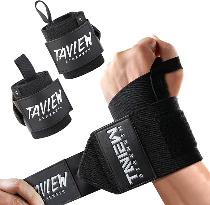 TAVIEW Wrist Wraps Weightlifting with Heavy Duty Thumb Loop, Powerlifting, Cross Training, Bodybuilding .21” Professional Grade for Gym Workout, Men and Women Weight Lifting and Strength Training