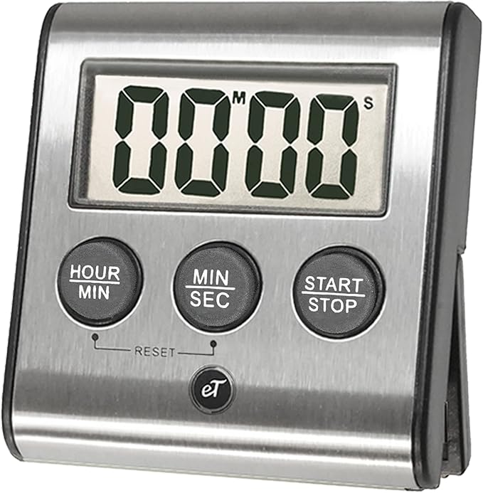 Elegant Digital Kitchen Timer, Stainless Steel Model eT-78, Displays 0-99 Min. or 0-99 Hr., Super Strong Magnet, Volume Switch for Mute/Soft/Loud Alarm, Auto Shut Off, Auto Memory by eTradewinds