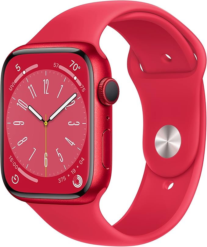 Apple Watch Series 8 [GPS, 45mm] - Red Aluminum Case with Red Sport Band, M/L (Renewed)