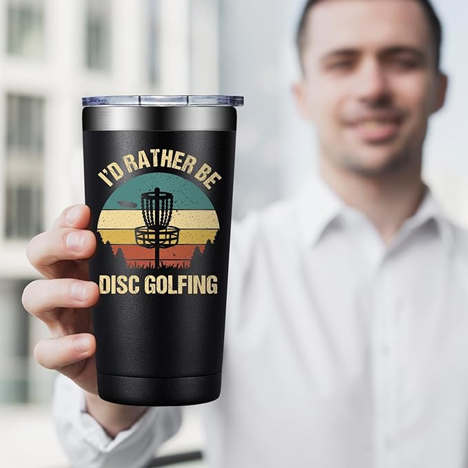 Disc Golf Gifts for Men - Christmas, Birthday Gifts for DiscGolf Player - I’d Rather Be Disc Golfing Tumbler Cup 20 oz