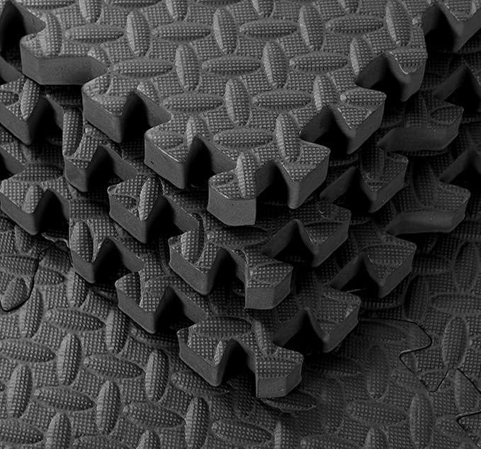 Arrowbash 12x12x1 Inch EVA Thick Interlocking Foam Floor Tiles Puzzle Exercise Mat Foam Mats for Home Gym Pets(Black,12)