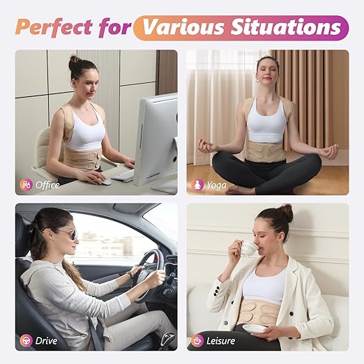 Posture Corrector for Women and Men, Adjustable Shoulder Straightener with Full Back Support, Relief for Lower & Upper Back Pain, Spine, Scoliosis Relief (Beige, Large)