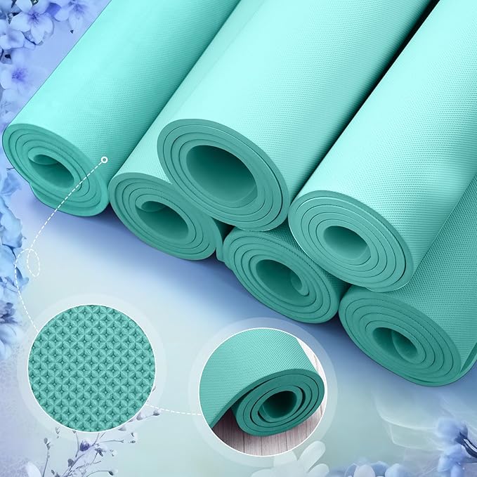 Timgle 6 Pcs 10mm Thick Yoga Mat Bulk 68 x 24 Inches Anti-slip Tear-resistant Exercise Mat Adult Gym Mats for Fitness, Stretching, Workout and Studio, Outdoor Yoga, Pilates