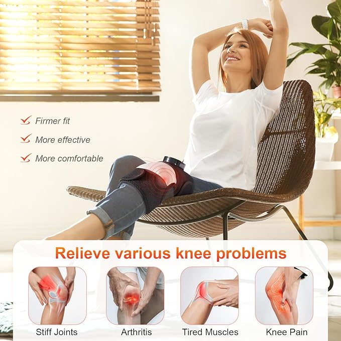 Electric 3-in-1 Cordless Heated Massager with Heat for Knee Elbow Shoulder Wrap with 3 Vibration & Heating Modes (2 Pack)