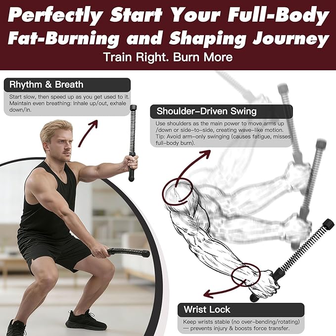 CYFIE Heavy Duty Ropeless Battle Ropes for Home Gym, Cordless Battle Ropes Weighted Workout Rope for HIIT, Strength Building & Low-Impact Aerobic Exercise, Portable Fitness Equipment for Men & Women