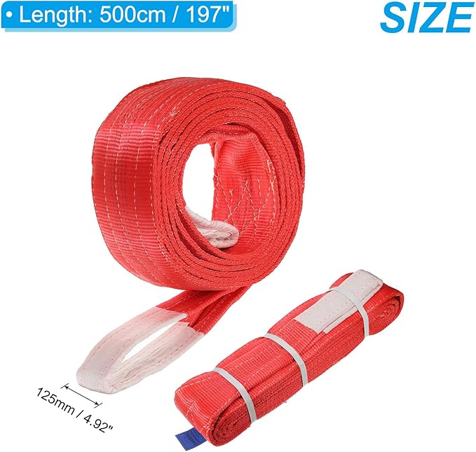 PATIKIL Lifting Slings Straps, 1 Pcs Polyester 16ft Heavy Web Slings Duty Flat Lifting Belts Pull Lifting Straps Slings Mount(11023lbs), Red