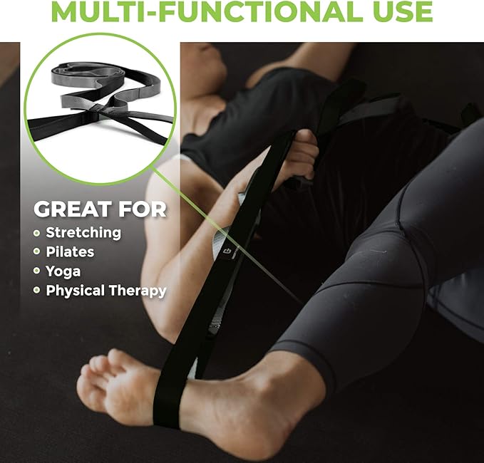 Gradient Fitness Stretching Strap for Physical Therapy, 12 Multi-Loop Stretch Strap 1" W x 8' L, Neoprene Handles, Physical Therapy Equipment, Yoga Straps for Stretching, Leg Stretcher.