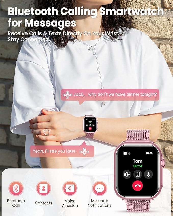 Smart Watch for Women Men Fitness: 1.85" Smart Watch with 30 Days+ Battery Life Make/Recive Call Heart Rate SpO2 Sleep Monitor 120+ Sport IP68 Waterproof Fitness Tracker Watch for iPhone Android