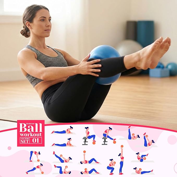 4 Pcs Small Exercise Pilates Ball Bulk 9 Inch Mini Yoga Balls Anti Burst and Slip for Stability, Fitness, Physical Therapy, Stretching & Core Workout at Home Gym Office Class