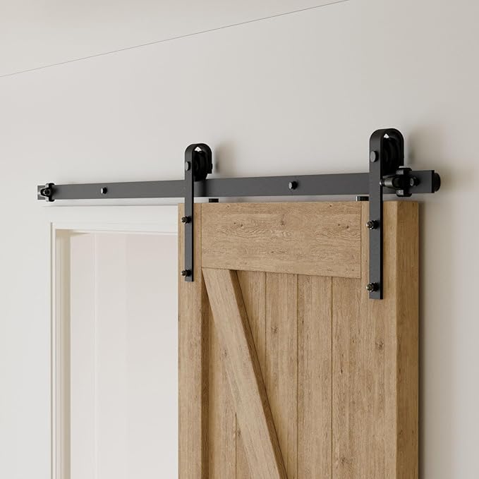 CCJH 9.6FT Sliding Barn Door Hardware Kit Heavy Duty for Single Wooden Door Max Fit 59'' Wide Door Panel