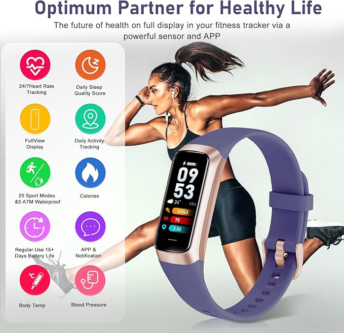 Zeacool Fitness Tracker with 24/7 Heart Rate, Blood Oxygen Blood Pressure Sleep Monitor, Activity Trackers 5 ATM Waterproof,Step Calorie Counter Pedometer Health Smart Watch for Women Men