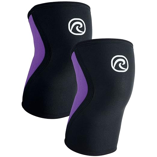 Rehband Knee Sleeve 3mm Neoprene, Lightweight Knee Brace for Endurance and Ball Sports, Unisex Compression Starter Knee-Sleeves, Breathable Running Knee Support, Colour:Purple - 1 Pair, Size:X-Large