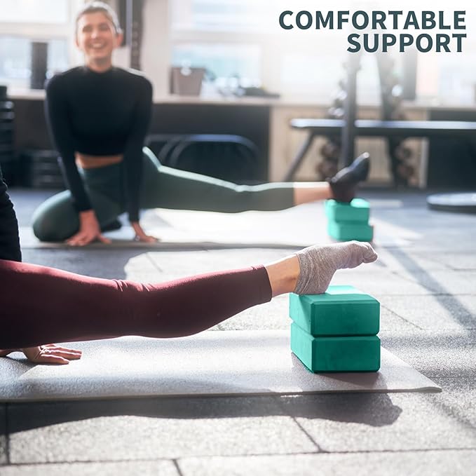 Yoga Blocks 2 Pcs, 9"x6"x3" Yoga Brick Foam Blocks EVA Foam Block Yoga Props Accessories for Yoga Pilates Stretching and Meditation