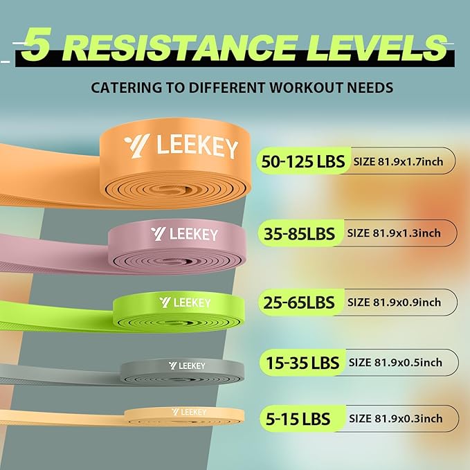 LEEKEY Resistance Bands for Working Out, Exercise Bands with Door Anchor,Pull Up Assistance Bands for Men and Women- Strength Bands for Fitness Training, Physical Therapy,Home Workouts