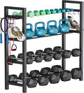 Adjustable Dumbbell Rack, Weight Storage Stand Holder for Dumbbells & Kettlebells, Heavy-Duty Metal Home Gym Workout Organizer with Hook for Gym Equipment Accessories (Rack Only)