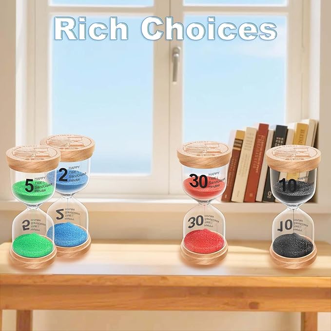 1 Minute Sand Timer, Wooden Hourglass Sand Clock, Small Beech Wood Black 1 Min Hour Glass, One Minutes Sandglass for Brushing Teeth, Reloj De Arena, Classroom, Game, Kitchen, Home, Office