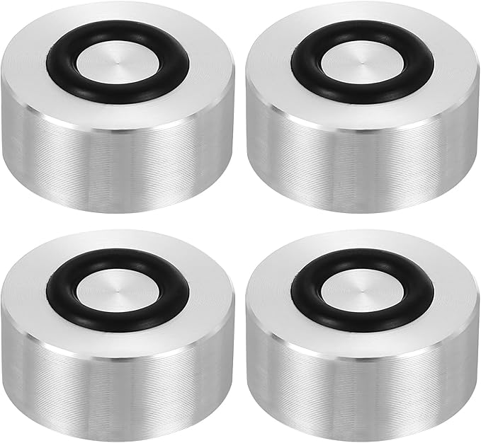 uxcell M8 Thread 25mm / 1" Dia 15mm Thick Aluminum Circle Disc Glass Top Adapter 4pcs Round Solid Table Feet Pad Plate Hardware with Anti-Slip Rubber Ring