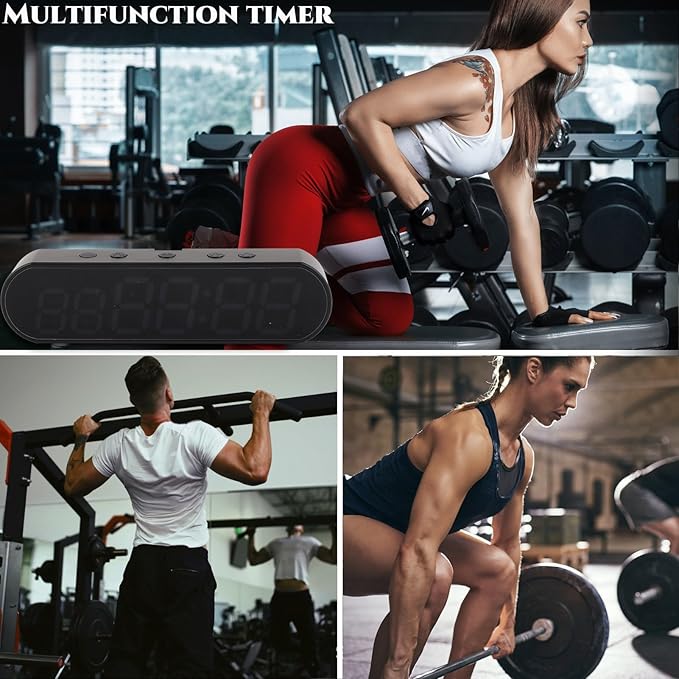 Gym Timer, ABS Rechargeable Interval Timer, Countdown Stopwatch Alarm Clock, 30 Hours Last Output for Home Gyms, Garages, Schools